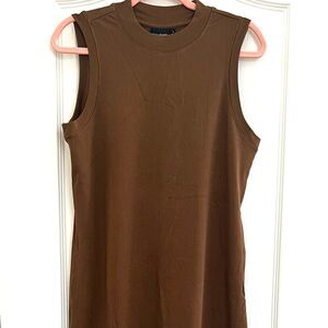 Sleeveless Brown Ribbed Dress Classic and comfortable